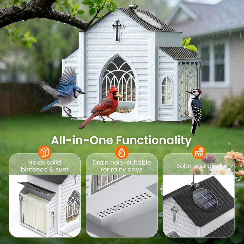 Last Day 50% OFF-🔥Church-Shaped Metal Solar Bird Feeder🎁Buy 2 Free Shipping