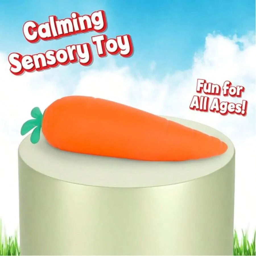 Soft Rubber Carrot—Giant 13 cm Soft Rubber Vegetable | Giant Stress-Relief Toy | Sensory Food Toy for Adults