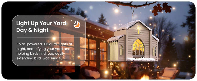 Last Day 50% OFF-🔥Church-Shaped Metal Solar Bird Feeder🎁Buy 2 Free Shipping