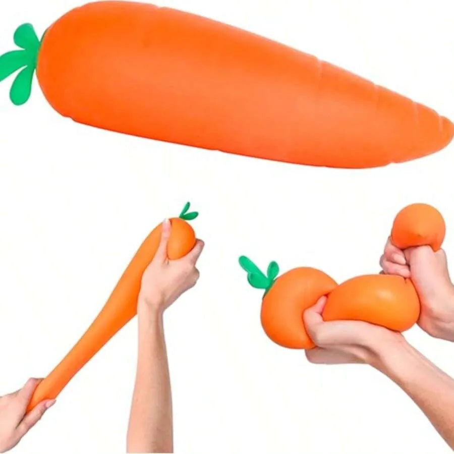 Soft Rubber Carrot—Giant 13 cm Soft Rubber Vegetable | Giant Stress-Relief Toy | Sensory Food Toy for Adults