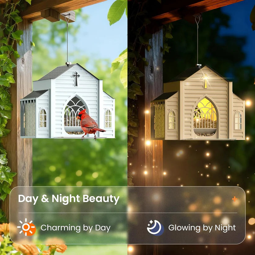 Last Day 50% OFF-🔥Church-Shaped Metal Solar Bird Feeder🎁Buy 2 Free Shipping