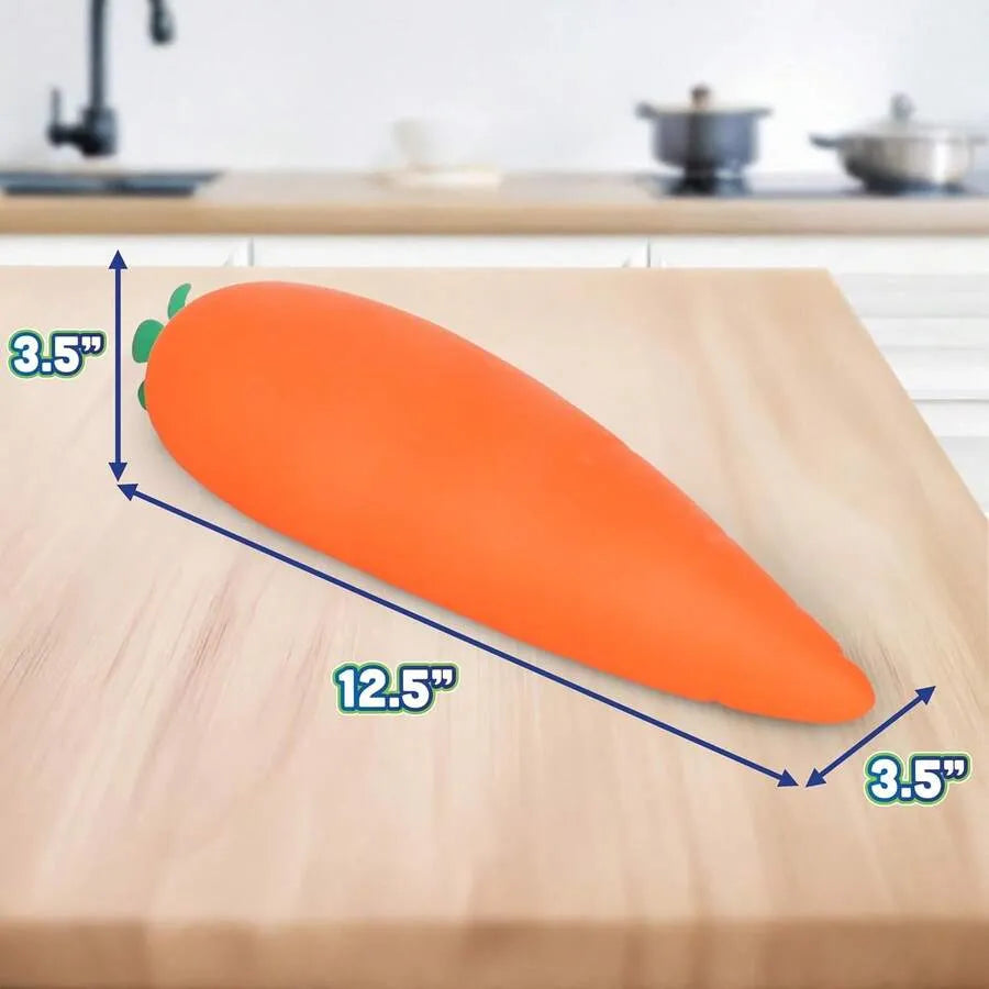 Soft Rubber Carrot—Giant 13 cm Soft Rubber Vegetable | Giant Stress-Relief Toy | Sensory Food Toy for Adults